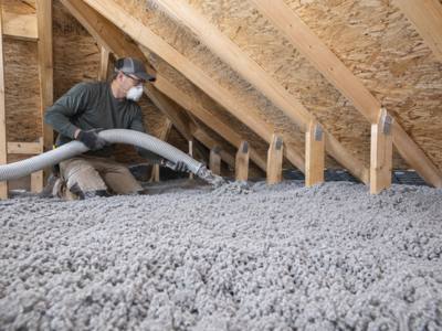 Innisfil attic floor covered in a deep, even layer of blown-in cellulose