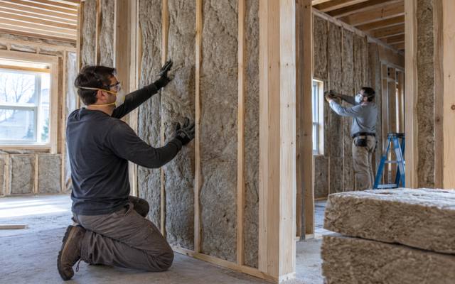 Mineral wool soundproofing insulation fitted into the interior walls of an Innisfil home